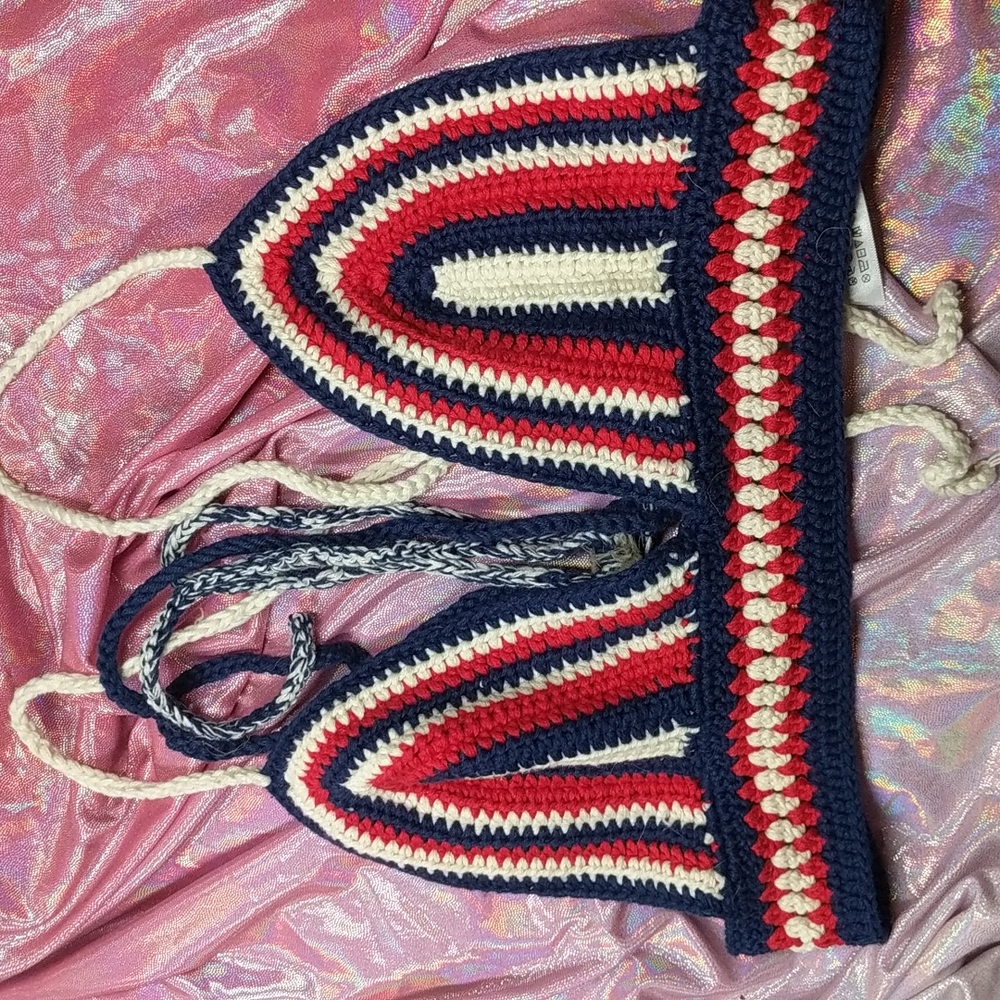 COPY - COPY - ecote Bikini Top Size Small Red, White, and Blue